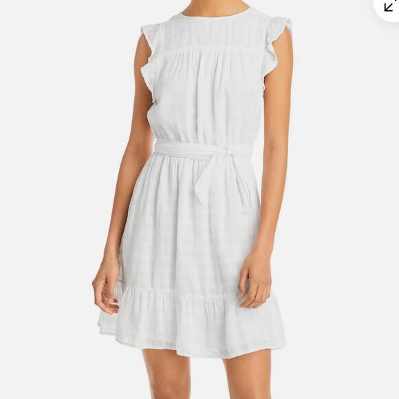 Bella Dahl Tiered Ruffle Dress White Keyhole Gauze Lined Size L NWT - Picture 1 of 13